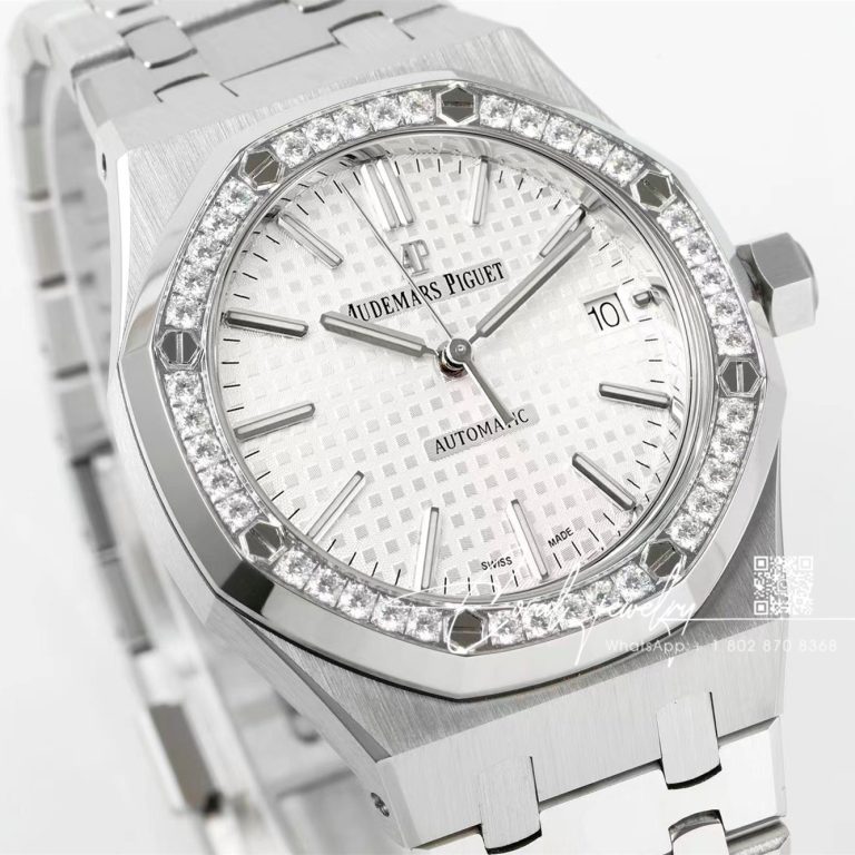 Replica Audemars Piguet Royal Oak 15451 37mm Apsf St & Diamond White Dial Swiss 3120 (2)