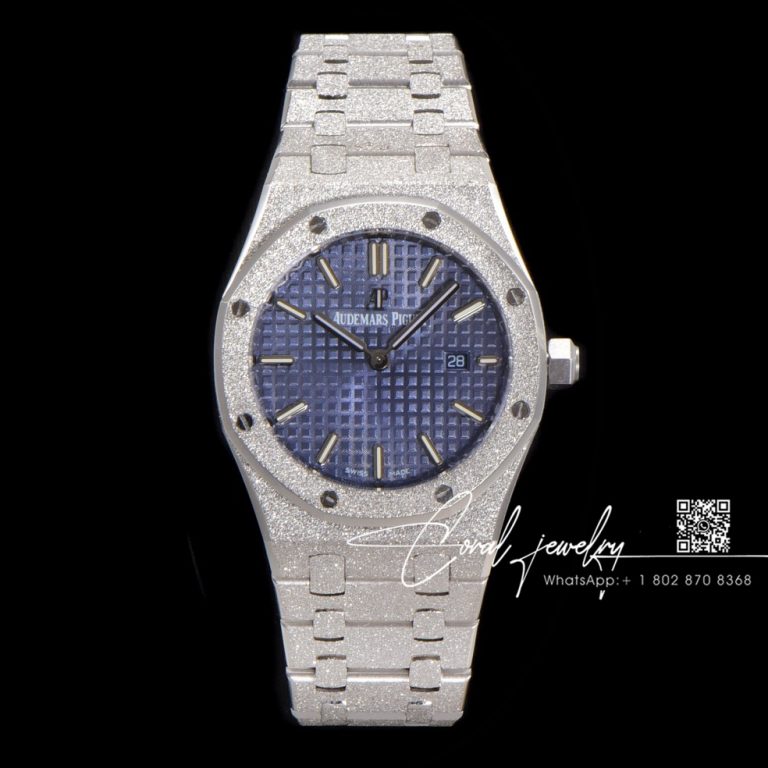 Replica Audemars Piguet Royal Oak Frosted Gold Quartz 33mm 67653 Omf Ss Blue Dial Swiss 3132 (10)