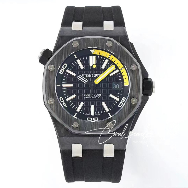 Replica Audemars Piguet Royal Oak Offshore Diver 15706 Jf V6f Forged Carbon Black Dial Swiss 3120 (1)