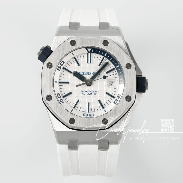 Replica Audemars Piguet Royal Oak Offshore Diver 15710 Apsf Ss White Dial Swiss 3120 (1)