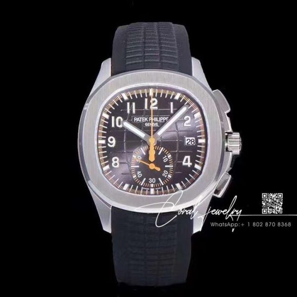 Replica Patek Philippe Aquanaut 5968 Omf Ss Brown Dial Black Strap Swiss Ch 28 520 (1)