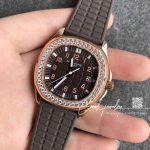 Replica Patek Philippe Aquanaut Luce Lady 5067a Ppf Rg & Diamond Brown Dial Brown Strap Swiss Ronda Quartz (2)