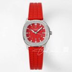 Replica Patek Philippe Aquanaut Luce Lady 5067a Singapore Edition Ppf Ss & Diamond Red Dial Swiss Ronda Quartz (4)