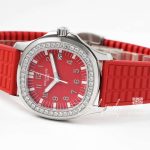 Replica Patek Philippe Aquanaut Luce Lady 5067a Singapore Edition Ppf Ss & Diamond Red Dial Swiss Ronda Quartz (7)