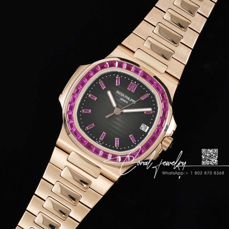 Replica Patek Philippe Nautilus 5711 Grf Rg Black Dial Purple Diamond Bezel Swiss 324 Sc (2)