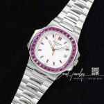 Replica Patek Philippe Nautilus 5711 Grf Ss White Dial Purple Diamond Bezel Swiss 324 Sc (3)