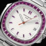 Replica Patek Philippe Nautilus 5711 Grf Ss White Dial Purple Diamond Bezel Swiss 324 Sc (4)