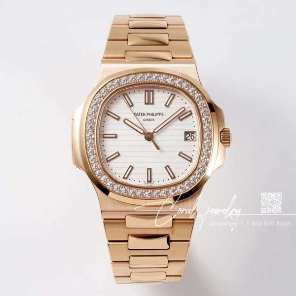 Replica Patek Philippe Nautilus 57111a Ppf V4 Rg & Diamond White Dial Swiss 324sc (1)