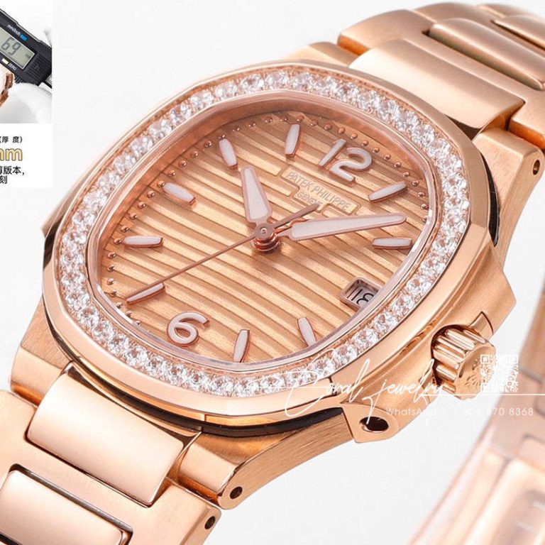 Replica Patek Philippe Nautilus Ladies 70101r 011 Grf Rg & Diamonds Rose Dial Swiss Quartz E23 250 Sc (2)