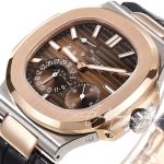 Replica Patek Philippe Nautilus Moonphase 5712 Grf Rg Brown Dial Black Leather Strap Swiss 240 Ps (3)