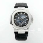 Replica Patek Philippe Nautilus Moonphase 5712 Ppf Factory V2 Blue Dial Black Leather Strap Swiss 240 Ps (1)