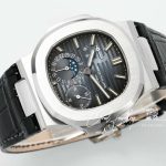 Replica Patek Philippe Nautilus Moonphase 5712 Ppf Factory V2 Blue Dial Black Leather Strap Swiss 240 Ps (4)