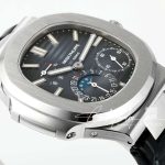 Replica Patek Philippe Nautilus Moonphase 5712 Ppf Factory V2 Blue Dial Black Leather Strap Swiss 240 Ps (5)