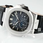 Replica Patek Philippe Nautilus Moonphase 5712 Ppf Factory V2 Blue Dial Black Leather Strap Swiss 240 Ps (7)