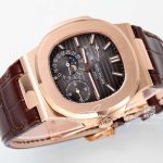 Replica Patek Philippe Nautilus Moonphase 5712 Ppf Factory V2 Brown Dial Brown Leather Strap Swiss 240 Ps (4)