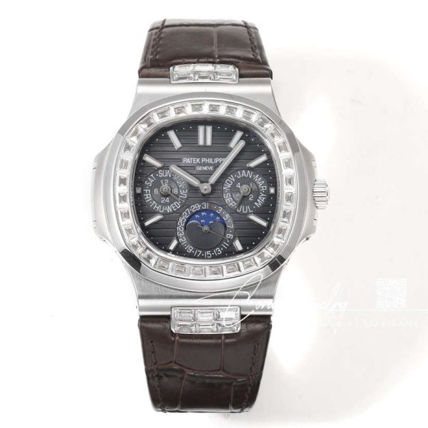 Replica Patek Philippe Nautilus Perpetual Calendar 5740 Ppf Gray Dial Diamond Bezel Swiss 240 Ps (1)