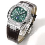 Replica Patek Philippe Nautilus Perpetual Calendar 5740 Ppf Green Dial Diamond Bezel Swiss 240 Ps (2)