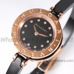 Replica Bvlgari B.zero Bvf Black Dial In Rose Gold On Black Ceramic Bracelet (2)