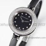 Replica Bvlgari B.zero Bvf Black Dial With Diamond Bezel In Steel On Black Ceramic Bracelet (3)