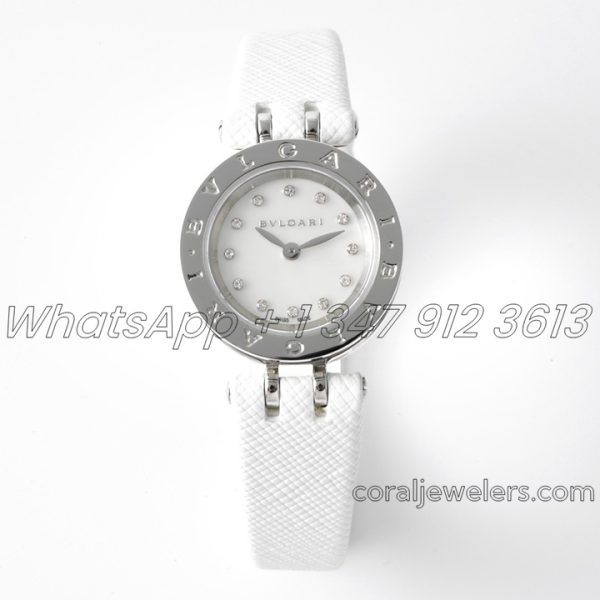 Replica Bvlgari B.zero Bvf Mop Dial In Steel On White Leather Strap (5)