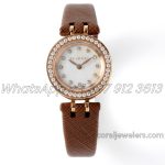 Replica Bvlgari B.zero Bvf Mop Dial With Diamond Bezel In Rose Gold On Brown Leather Strap (2)