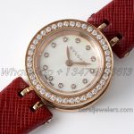 Replica Bvlgari B.zero Bvf Mop Dial With Diamond Bezel In Rose Gold On Red Leather Strap (7)