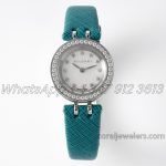 Replica Bvlgari B.zero Bvf Mop Dial With Diamond Bezel In Steel On Cyan Leather Strap (1)