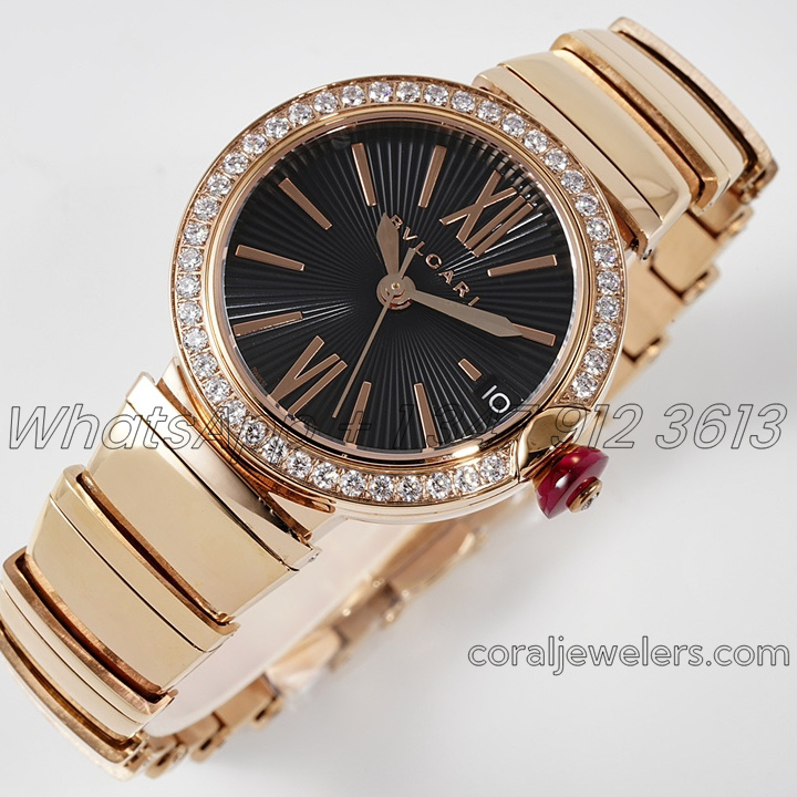 Replica Bvlgari Lvcea Bvf Black Dial In Rose Gold With Diamond Bezel (1)