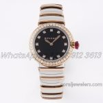 Replica Bvlgari Lvcea Bvf Black Dial In Rose Goldsteel With Diamond Bezel (1)