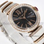 Replica Bvlgari Lvcea Bvf Black Dial In Rose Goldsteel With Diamond Bezel (2)