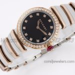 Replica Bvlgari Lvcea Bvf Black Dial In Rose Goldsteel With Diamond Bezel (3)