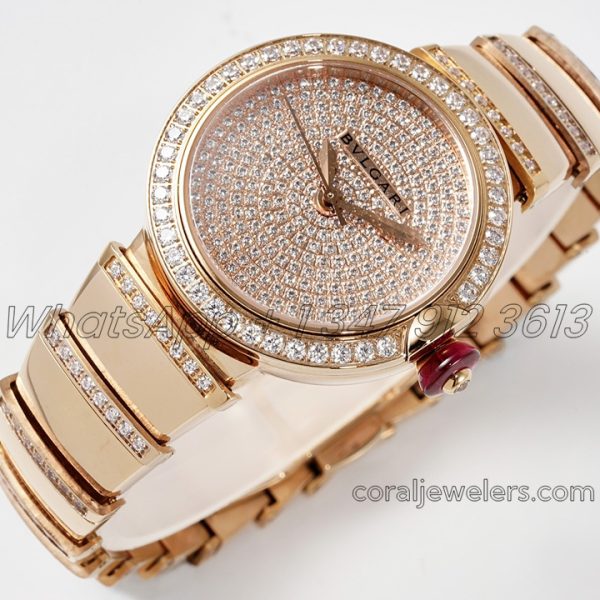 Replica Bvlgari Lvcea Bvf Diamond Dial In Rose Gold With Diamond Bezel (1)