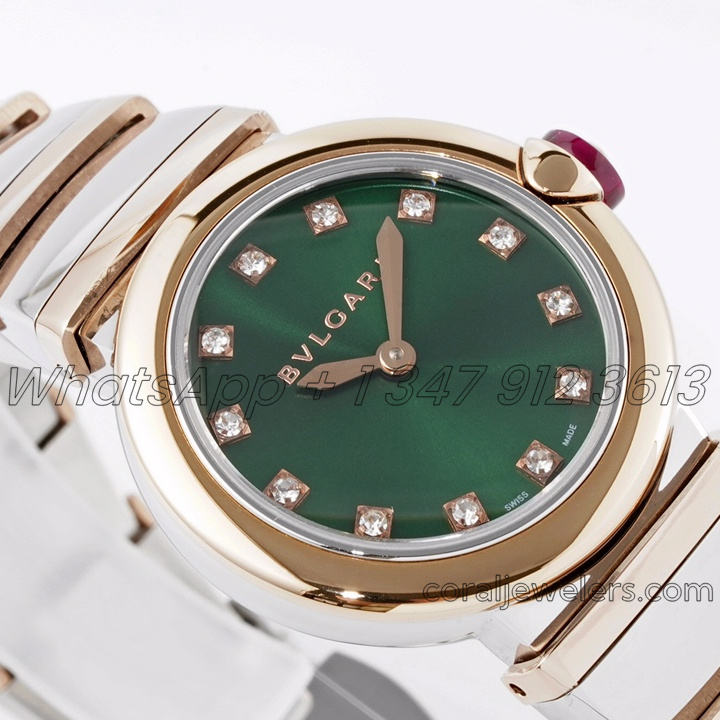 Replica Bvlgari Lvcea Bvf Emerald Green Dial In Rose Goldsteel (1)