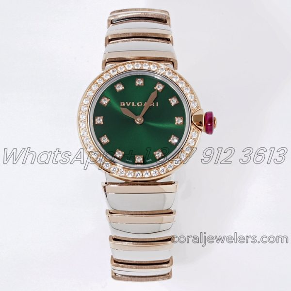 Replica Bvlgari Lvcea Bvf Emerald Green Dial In Rose Goldsteel With Diamond Bezel (1)