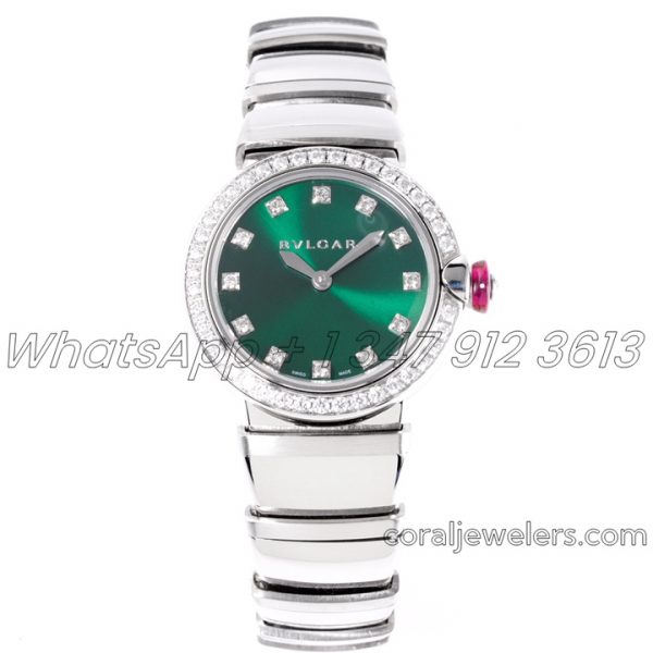 Replica Bvlgari Lvcea Bvf Emerald Green Dial In Steel With Diamond Bezel (1)