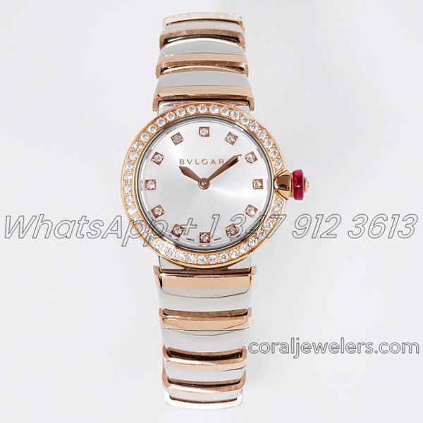 Replica Bvlgari Lvcea Bvf Silver Dial In Rose Goldsteel With Diamond Bezel (1)