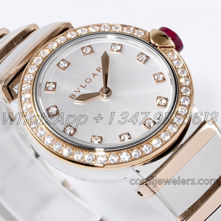 Replica Bvlgari Lvcea Bvf Silver Dial In Rose Goldsteel With Diamond Bezel (2)