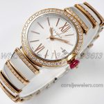 Replica Bvlgari Lvcea Bvf White Dial In Rose Goldsteel With Diamond Bezel (1)