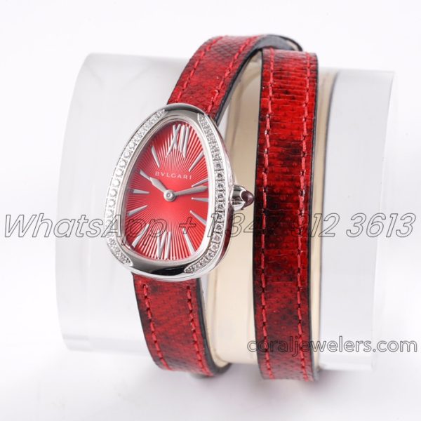 Replica Bvlgari Serpenti Bvf Red Dial In Steel With Diamond Bezel (1)