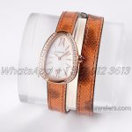 Replica Bvlgari Serpenti Bvf White Dial In Rose Gold With Diamond Bezel On Brown Double Wrap Leather Watch (1)