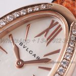 Replica Bvlgari Serpenti Bvf White Dial In Rose Gold With Diamond Bezel On Brown Double Wrap Leather Watch (4)