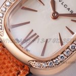 Replica Bvlgari Serpenti Bvf White Dial In Rose Gold With Diamond Bezel On Brown Double Wrap Leather Watch (5)