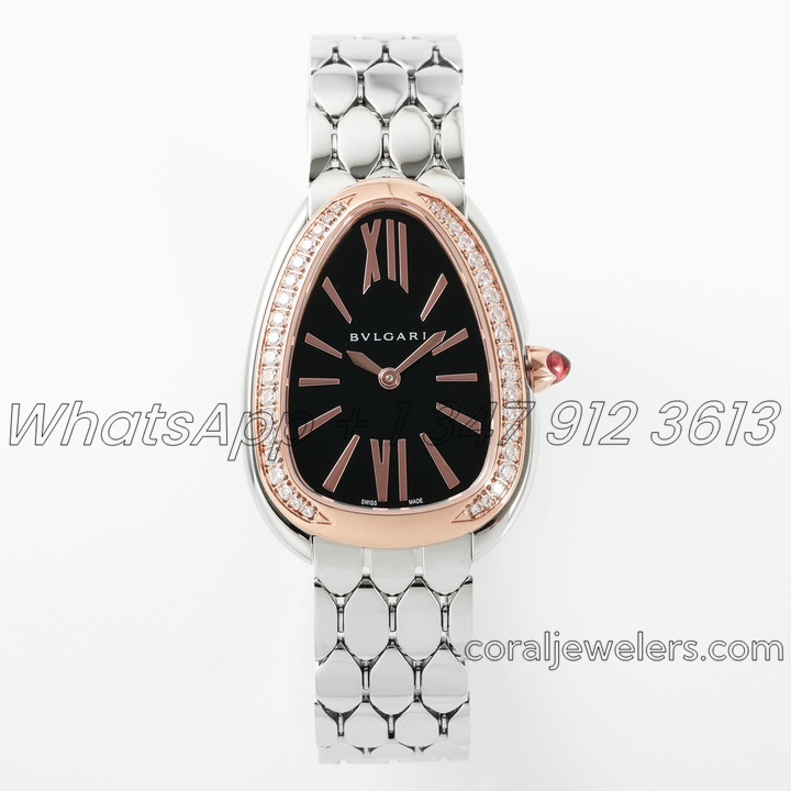 Replica Bvlgari Serpenti Seduttori Bvf Black Dial Rose Gold With Diamond Bezel (1)