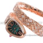 Replica Bvlgari Serpenti Seduttori Bvf Green Dial In Rose Gold With Diamonds (5)