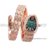 Replica Bvlgari Serpenti Seduttori Bvf Green Dial In Rose Gold With Diamonds (7)