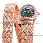 Replica Bvlgari Serpenti Seduttori Bvf Green Dial In Rose Gold With Diamonds (8)