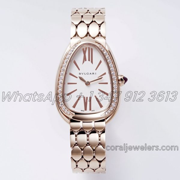 Replica Bvlgari Serpenti Seduttori Bvf Ref 103146 White Dial In Rose Gold With Diamond Bezel (1)