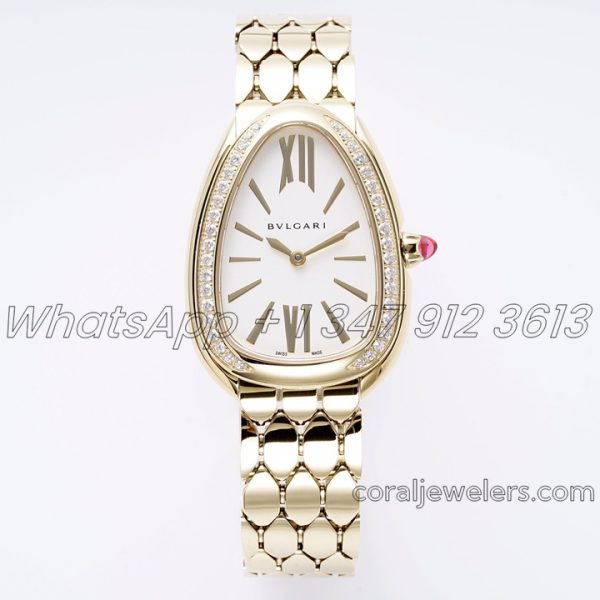 Replica Bvlgari Serpenti Seduttori Bvf Ref 103147 White Dial In Yellow Gold With Diamond Bezel (1)