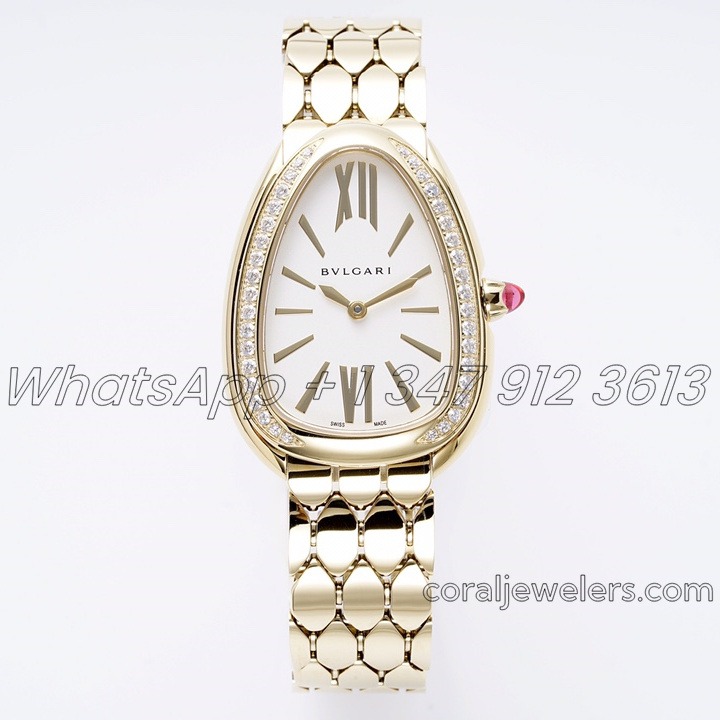 Replica Bvlgari Serpenti Seduttori Bvf Ref 103147 White Dial In Yellow Gold With Diamond Bezel (1)