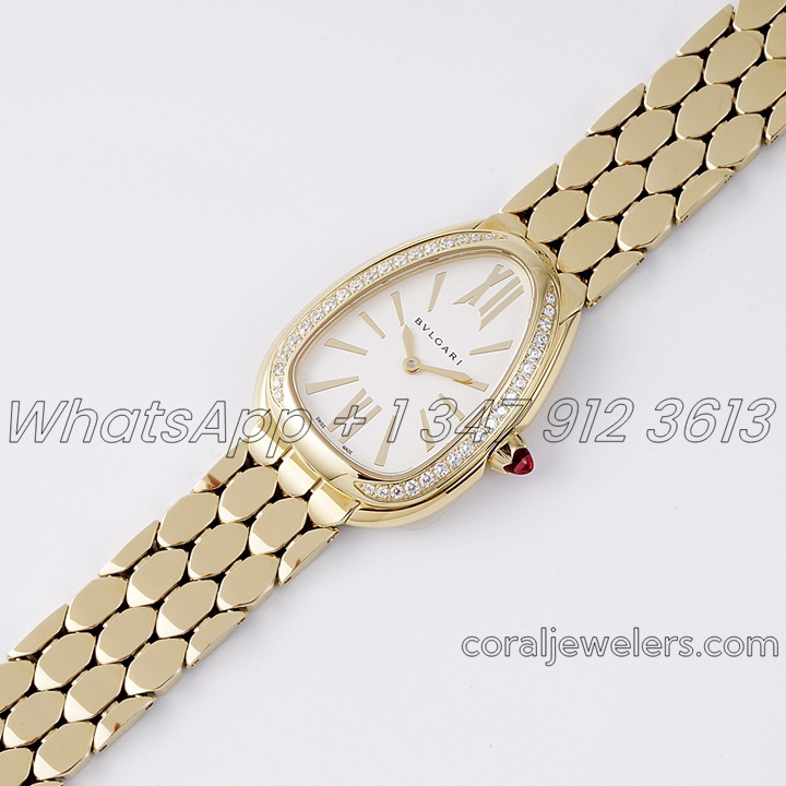 Replica Bvlgari Serpenti Seduttori Bvf Ref 103147 White Dial In Yellow Gold With Diamond Bezel (2)